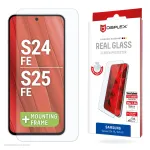 Displex ekrano apsauginis stiklas (10H) Samsung Galaxy S25 FE/S24 FE su Eco montavimo rėmeliu, atsparus įbrėžimams