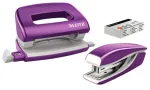 Segiklio ir skylių perforatoriaus rinkinys mini Leitz WOW, 10 lapų, metalinis violetinis