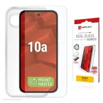 Apsauginis stiklas ir dėklas e.v.i., skirtas Google Pixel 10a &mdash; grūdintas stiklas, permatomas, atsparus įbrėžimams ir smūgiams