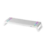 Mars Gaming MGS-ONE White Chroma RGB monitorio stovas reguliuojamo dydžio i&scaron;maniojo telefono ir plan&scaron;etės laikiklis priekinis USB 2.0