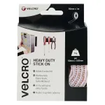 VELCRO Brand Heavy Duty Self-Adhesive Hook and Loop Tape, White, 50mm x 1m