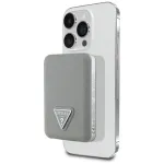 GUESS Grained Triangle belaidis power bank 5000mAh 15W USB-C MagSafe smėlio spalvos