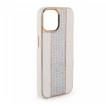 iLike Apple iPhone 15 Pro Max Diamonds and Leather Case White