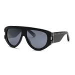 Philipp Plein SPP127M60700G vyri&scaron;ki akiniai nuo saulės &ndash; juodas acetato rėmelis, tamsiai pilki lę&scaron;iai, 60/13/145 mm