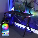X Rocker Lumio RGB Gaming Stalas su LED Ap&scaron;vietimu ir Pelės Kilimėliu