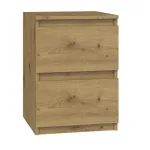 Nakties staliukas Top e Shop M2 ARTISAN, 2 stalčiai, ąžuolo medžio efektas, 300&times;300&times;400 mm