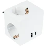 KABELMEISTER SW01-W Maitinimo kubas su 3x Schutzkontakt lizdais, USB-C 20W PD 3.0 ir USB-A 18W, 1,5 m, baltas