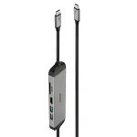 Lindy DST-Micro 140, USB-C ne&scaron;iojamojo kompiuterio mikro dokų stotelė su 4K palaikymu ir 1,4 m 60 W įkrovimo kabeliu
