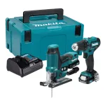Makita CLX252SAJ 12V max CXT belaidžių įrankių rinkinys su gręžtuvu-atsuktuvu DF333D, smūginiu atsuktuvu TD110D, 2x 2,0Ah akumuliatoriais, įkrovikliu ir Makpac dėklu
