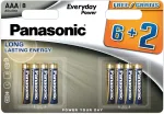 Panasonic Everyday Power AAA &scaron;arminės baterijos LR03, 8 vnt. pakuotė (6+2 nemokamai)