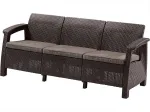 KETER Corfu Love Seat Max ruda trijų vietų sodo sofa