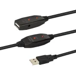 E+P CC508/25 USB 2.0 aktyvusis kartotuvo kabelis, 25 m, USB-A vyri&scaron;kas į USB-A moteri&scaron;ką, juodas