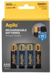 AQIILA AAA NiMH akumuliatoriai su USB-C, 1,2 V, 600 mAh, 4 vnt. AQ60AAA374C4