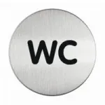 DURABLE PICTO WC durų ženklas, apvalus 83 mm, lipnus, sidabrinis/juodas 490723