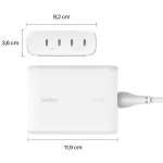 Belkin BoostCharge Pro 200 W 4 lizdų USB-C GaN maitinimo blokas, baltas (WCH015VFWH)
