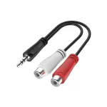 Hama 00200350 stereo audio adapteris 3,5 mm ki&scaron;tukas (K) &ndash; 2x RCA (L), 0,15 m, juodas