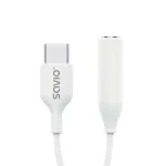 USB Type-C (M) &ndash; Jack 3,5 mm (F) garso adapteris baltas SAVIO AK-52