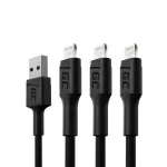 Zestaw 3x Kabel Green Cell GC Ray Lightning 200cm z białym podświetleniem LED, szybkie ładowanie Apple 2.4A
