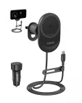 Belaidis magnetinis automobilinis kroviklis Anker MagGo 15W &ndash; 15W Qi greitasis krovimas i&scaron;maniesiems telefonams, juodas