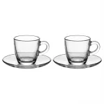 Bialetti Moka Cup Set Glass ISTITUZIONALE espreso puodelių rinkinys, 2 puodeliai su lėk&scaron;telėmis, 75 ml