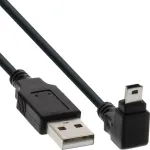 InLine USB A (vyri&scaron;kas) / Mini-USB (vyri&scaron;kas) 5 kontaktų žemyn lenktas 90&deg; juodas 3 m