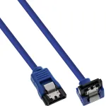 InLine SATA 6Gb/s apvalus kabelis mėlynas, 90&deg; kampu, su fiksatoriais, 0,3 m