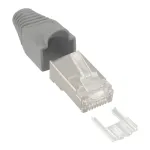 InLine RJ45 8P8C ekranuotas gofruotas lizdas su laidų kreiptuvu ir lenkimo apsauga, pilkas