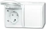 BUSCH JAEGER 2084-0-0723 - Ki&scaron;tukinis lizdas CEE 7/3 - 2P+E - Baltas - IP44 - 250 V - 16 A