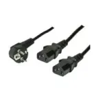 Maitinimo laidas ShiverPeaks 1,8 m, ki&scaron;tukas F (Schuko), 2&times; IEC C13 lizdas