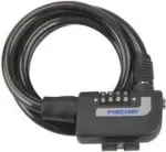 FISCHER 85906 spiralinė kabelinė dviračio spyna, 4 skaitmenų kodas, 1200 mm, juoda