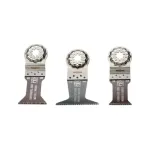 FEIN E-Cut Combo Starlock WOOD & METAL pjūklelių rinkinys 35222967100, 3 įleidžiamojo pjovimo geležtės (Long-Life 50 x 35 mm ir 50 x 65 mm, Universal 55 x 44 mm), Starlock tvirtinimas