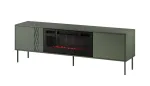 Cama Meble Spintelė TV su židiniu TRESSE 180x40x54,5 cm &ndash; matinė žalia, medžio drožlių plok&scaron;tė
