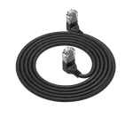 ACT Black 5 m U/UTP CAT6A LSZH plonas pataisymo kabelis su RJ45 jungtimis 90&deg; kampu į vir&scaron;ų