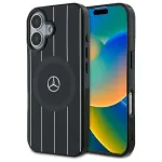 Mercedes-Benz MEHMP16S23HRSK Dvigubo sluoksnio sukryžiuotų linijų kietas dėklas, skirtas iPhone 16 6,1 colio, juodas, su MagSafe
