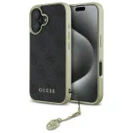 Guess GUHCP16MGF4GGR Hardcase, skirta iPhone 16 Plus 6,7 inch, juoda, 4G Charms Collection