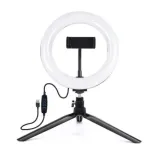 &bdquo;Elight ST6-5&ldquo; 16 cm 10 W LED žiedinė &scaron;viesa su telefono laikikliu + 0,5 m metalinis trikojis + &bdquo;Bluetooth&ldquo; nuotolinio valdymo pultas, juoda