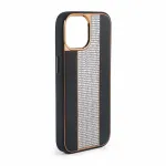 iLike Apple iPhone 15 Pro Max Diamonds and Leather Case Black