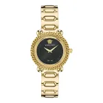 VERSACE V-Motif Women's Swiss Quartz Watch VE6I00523 35mm Black Dial Black Leather