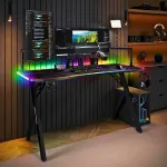 X Rocker Lumio XL RGB Gaming Stalas su RGB ap&scaron;vietimu ir pelės kilimėliu, 140 cm