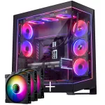 PHANTEKS NV-Series NV9 MK2 korpusas, EATX, DRGB, grūdintas stiklas - juodas ir M25 Gen2 PWM D-RGB ventiliatorius 3 vnt. rinkinys - atvirk&scaron;tinė mentė, 140 mm, juodas + DRG