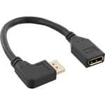 InLine DisplayPort 1.4 adapterinis kabelis M/F, 8K4K, kairysis kampinis, juodas/auksinis, 0,15 m