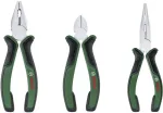 Bosch 3 dalių replių rinkinys 1600A02C0S (žalia/juoda) &ndash; kombinacinės, įstrižinės ir vandentiekio replės