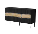 Cama Meble INSERTO 3D komoda, 143,5x40x80 cm, juoda, su LED ap&scaron;vietimu