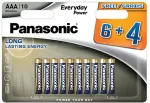 Panasonic Everyday Power AAA &scaron;arminės baterijos LR03, 10 vnt. lizdinė pakuotė (6+4 premija)