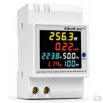 Qoltec 50977 vienfazis 6-in-1 DIN bėgio energijos skaitiklis su 100A srovės transformatoriumi, 230V, LCD, impulsų i&scaron;ėjimu