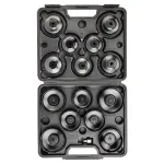 NEO TOOLS Alyvos filtro movų veržliarakčių rinkinys 16 dalių (65-100 mm, 3/8 colio pavara, puodelio tipo, daugiafunkcis, plieninis, dėkle)
