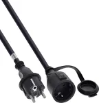 InLine&reg; įžeminimo kontaktų prailgintuvas, lauko IP44, su apsauga nuo prisilietimo, 15 m, juodas