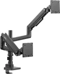 SpeaKa Professional SP-MM-980 dviejų monitorių laikiklis stalvir&scaron;iui, 17-49 colių ekranams, reguliuojamas auk&scaron;tis, pakreipimas, pasukimas, sukimas, dujinis spyruoklinis mechanizmas, juodas SP-12355452