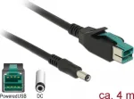 Delock maitinimo USB laidas - USB PlusPower (12V) vyri&scaron;kas į DC 2,1/5,5mm vyri&scaron;ką - 12V - 4m - juodas