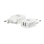 E+P AC102 USB sieninis įkroviklis 2 jungčių 2,4A 12W baltas